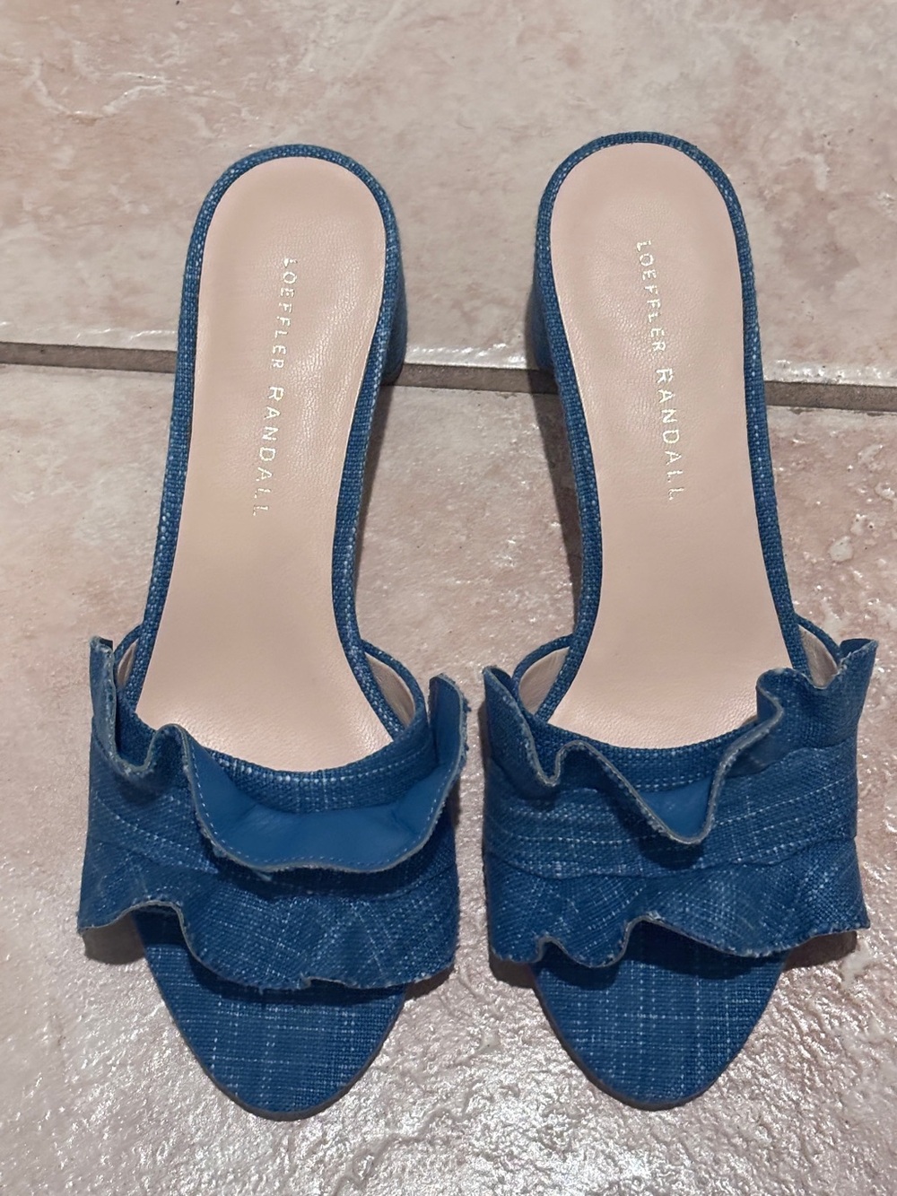 NWT Loeffler Randall Indigo denim blue vera heels mule - Picture 3 of 11